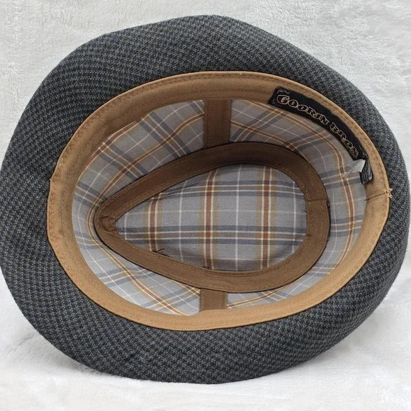 Goorin Bros Hat Fedora Fitted Mens Extra Large Gray Plaid Band Wool Blend Trilby - Picture 6 of 10